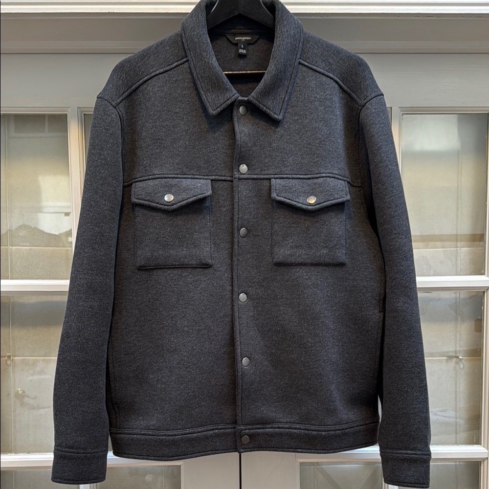 Banana Republic Charcoal Grey Button-Up Shirt Jacket (Shacket)